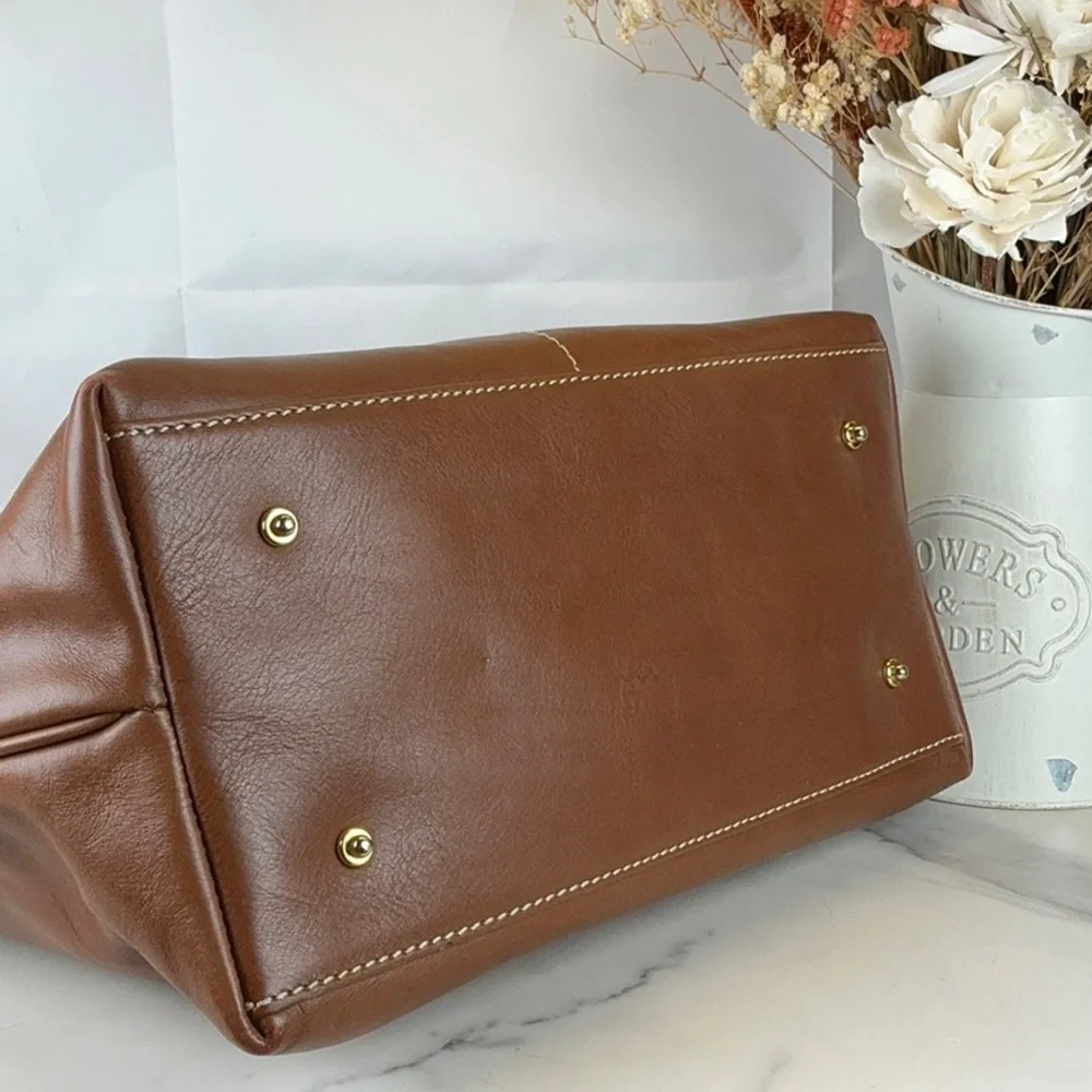 Dooney & Bourke Vintage Dillen Brown Tan Hand Crossbody Satchel‎ Bag